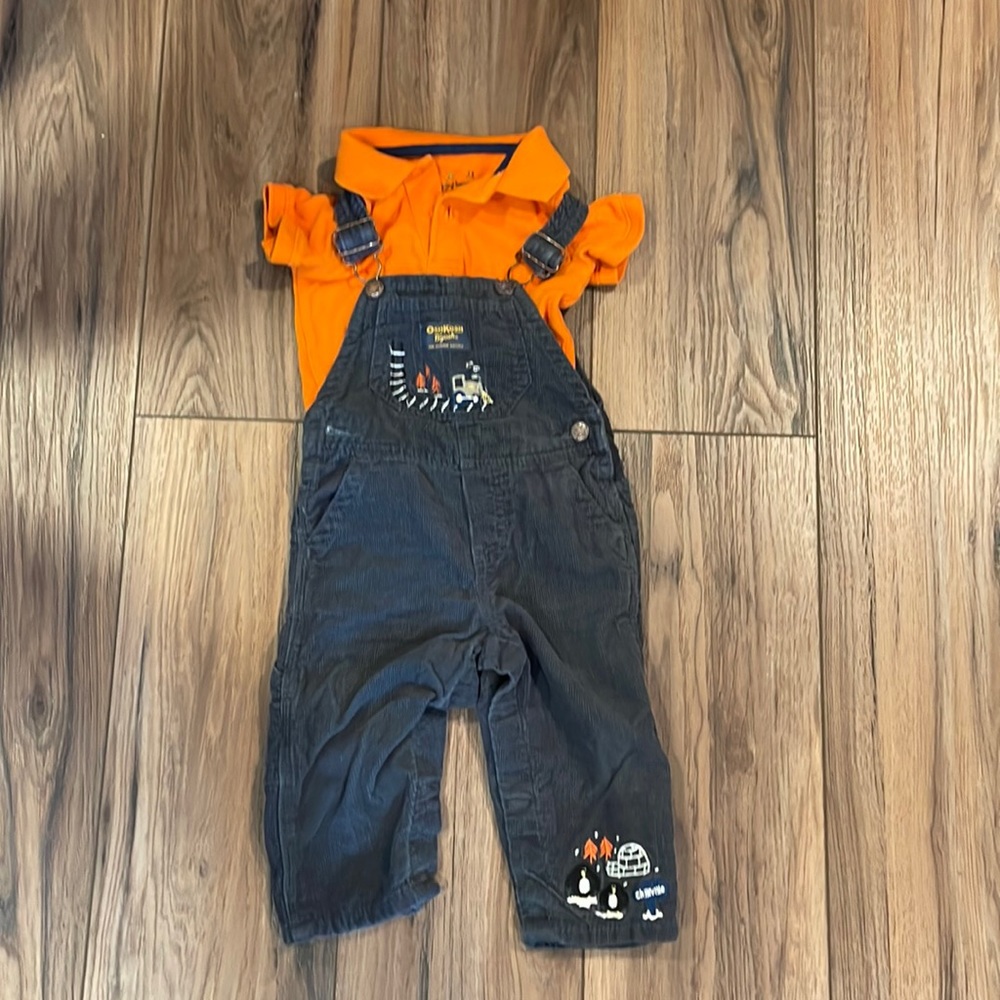 Osh Kosh B’GOSH jumper with Jumping Beans orange polo shirt size 12 months